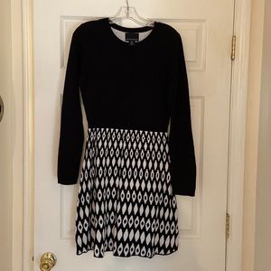 Cynthia Rowley Womens Black White Printed Sweater Dress Size Medium